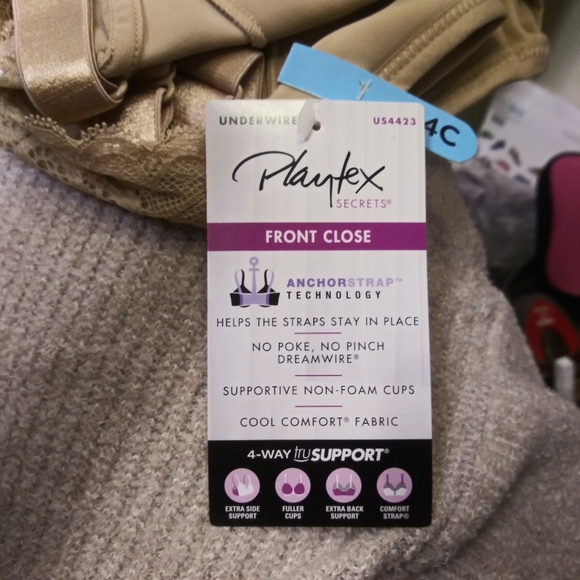 Playtex Secrets Nude Underwire Anchorstrap Technology Front Close Bra US4423 - Picture 8 of 10